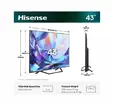 Телевизор Hisense 43" A7S, 4K Ultra HD 3840x2160, QLED, FALD, Quantum Dot, HDR 10+, HLG, Dolby Vision, Dolby Atmos, Smart TV, WiFi 5GHz, WiFi Direct, BT, Anyview Cast, 3xHDMI, 2xUSB, LAN, CI+, DVB-T2/C/S2, Black