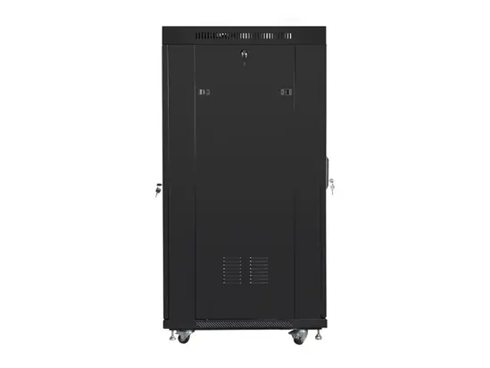 Комуникационен шкаф Lanberg rack cabinet 19' free-standing 27U800x1000 (flat pack) with glass door lcd black v2