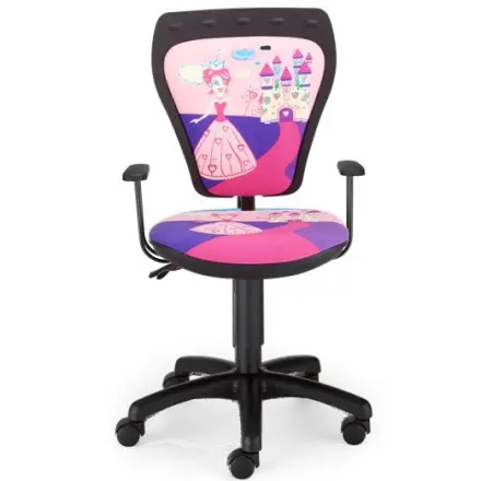 Детски стол Princess- черен полипропилен, с принцеси