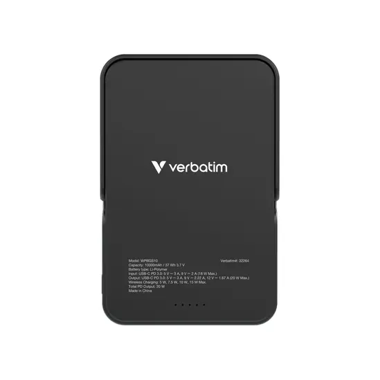 Външна батерия Verbatim Charge 'n' Go Power Bank with Stand Magnetic Wireless 10000mAh Black