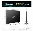Телевизор Hisense 65" E7Q Pro, 4K Ultra HD 3840x2160, QLED, Quantum Dot, 144Hz, HDR 10+ adaptive, HLG, Dolby Vision, DTS Virtual X, Smart TV, WiFi 5GHz, WiFi Direct, BT, Anyview Cast, 4xHDMI, 2xUSB, LAN, CI+, DVB-T2CS2, Black