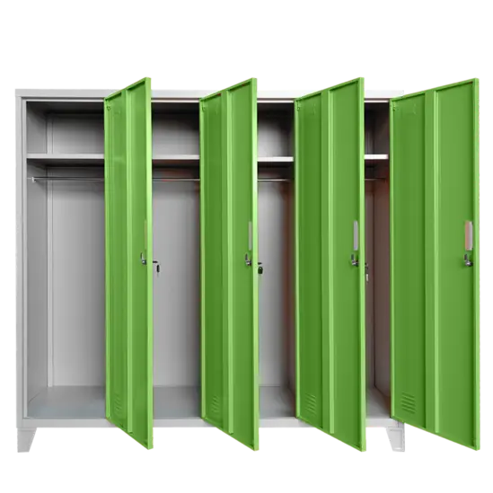 Метален гардероб BTL JZ с 4 отделения 150x159x40 см зелен с 4 отворени врати и 4 рафта