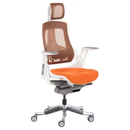 Директорски стол АЛЕКО-сниман отстрани, ергономичен, бял полипропилен