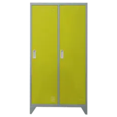 Метален гардероб BTL с 2 отделения 80x40x140 - жълт цвят, сниман отпред, затворени врати