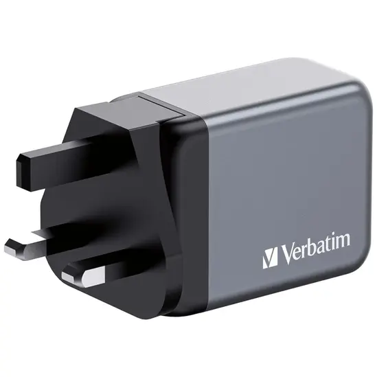 Зарядно устройство Verbatim GNC-65 GaN Charger 3 Port 65W USB AC (EUUKUS)