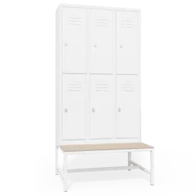 Метален гардероб с пейка BTL CR с 6 отделения 200х98х77 см - сниман отпред, затворени врати