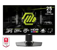 Монитор MSI MAG 255PXF, 24.5", 0.5ms, 300Hz, Rapid IPS, 1920x1080 (FHD), 16:9, AMD FreeSync Premium, 90% DCI-P3, AG, HDR Ready, 250 nits, 1000:1, DCR 100M:1, 2x2W, DP(1.2a), 2xHDMI 2.0b, Pivot, Heigh Adj., VESA, Black, 5.3kg