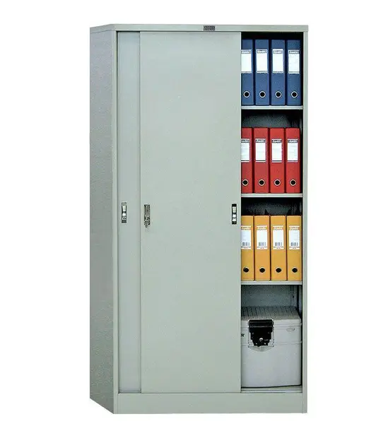 Архивен шкаф PMT с 4 отделения  183х91.5х45.8 см- с дясна врата плъзната, пълен с класьори, сниман отпред