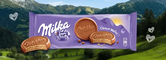 Бисквити Milka шоко вафла150 гр