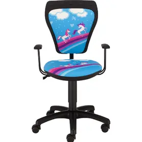 Детски стол Pony- с понита, син цвят, черна база