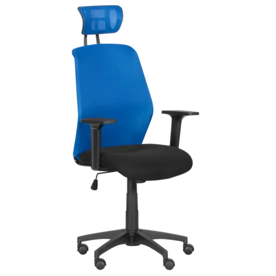 Директорски стол ДЕНИЦА- синя облегалка, черна седалка