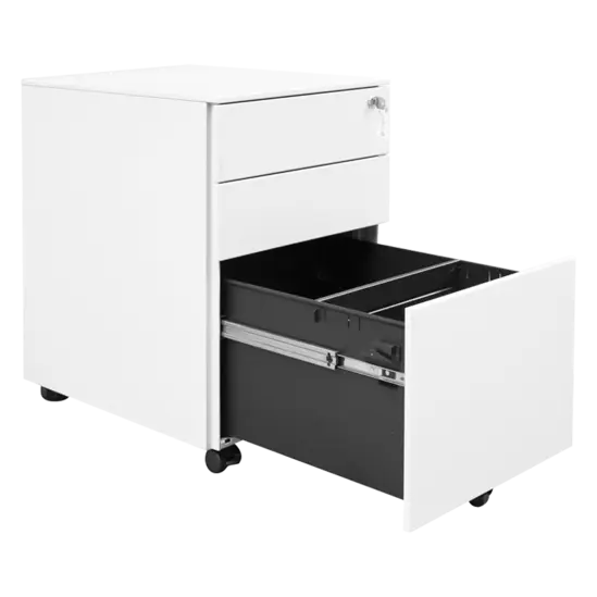 Метален контейнер ZH BTL с 3 чекмеджета, с отворено долно чекмедже, бял, празен