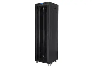 Комуникационен шкаф Lanberg rack cabinet 19' free-standing 42U600x600 (flat pack) with glass door lcd black v2