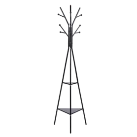 Закачалка за дрехи LINDOME черна с 9 куки и 2 рафта 