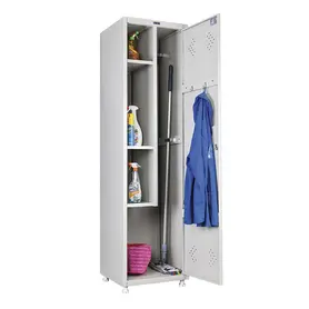 Метален гардероб PMT с 5 отделениe 183х50х50 см - сниман отпред, с отворена врата, пълен с препарати