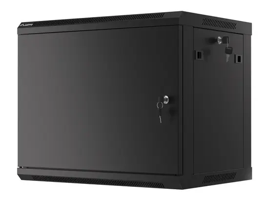 Комуникационен шкаф Lanberg rack cabinet 19' wall-mount 9U600x450 for self-assembly with metal door  black (flat pack)