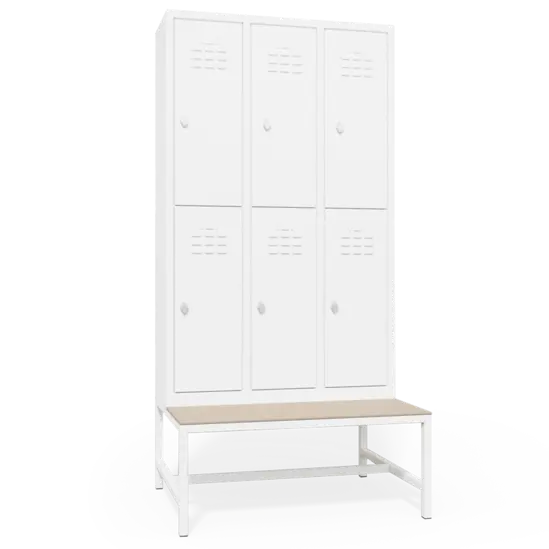 Метален гардероб с пейка BTL CR с 6 отделения 200х98х77 см - сниман отпред, затворени врати