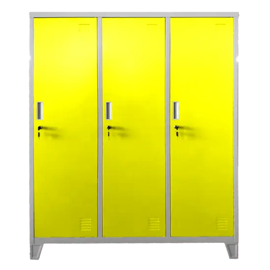 Метален гардероб детски BTL JZ с 3 отделения 150x120x40 см- затворен, жълт