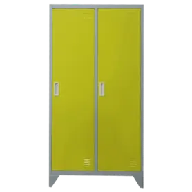 Метален гардероб BTL с 2 отделения 80x40x140 - жълт цвят, сниман отпред, затворени врати