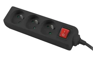 Разклонител Lanberg power strip 1.5m, 3 sockets, french with circuit breaker quality-grade copper cable, black