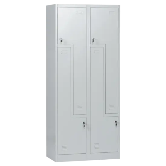 Метален гардероб BTL с 4 отделения 185х80х45 см - сниман отстрани, затворен, сив