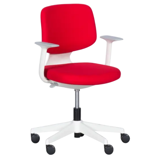 Детски стол АДИ - снимка отстрани, червен цвят, бяла основа