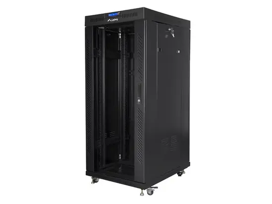 Комуникационен шкаф Lanberg rack cabinet 19' free-standing 27U800x1000 (flat pack) with glass door lcd black v2
