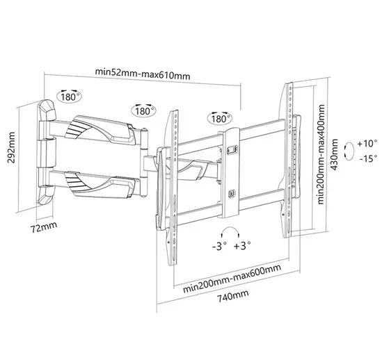 Стойка Neomounts Flat Screen Wall Mount (tilt & turn), 32"-60"