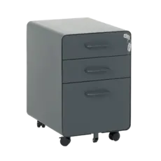 Метален контейнер A BTL с 3 чекмеджета- графит, снимано от ляв ъгъл, със затворени чекмеджета