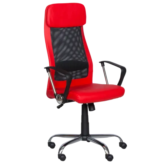 Директорски стол ВЕЛИСЛАВ- червен цвят, черен меш