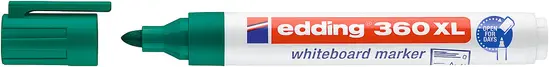 Маркер за бяла дъска Edding E-360XL презареждащ зелен хоризонтален с отворена капачка