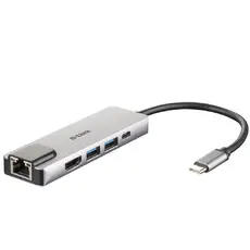 USB хъб D-Link 5-in-1 USB-C Hub with HDMIEthernet and Power Delivery