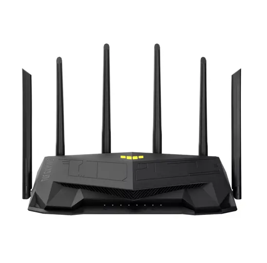 Рутер Asus Gaming Wireless TUF Router AX6000, Dual-Band, Quad-Core 2.0GHz CPU, 256MB512MB FlashRAM, 2.5G dual-port, AiProtection Pro, Adaptive QoS, VPN Fusion, IPTV, OFDMA, MU-MIMO, Beamforming, Link Aggregation, Port forwarding, AiM, Black