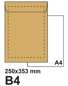 Плик самозалепващ B4 250х353 кафяв крафт 50 бр