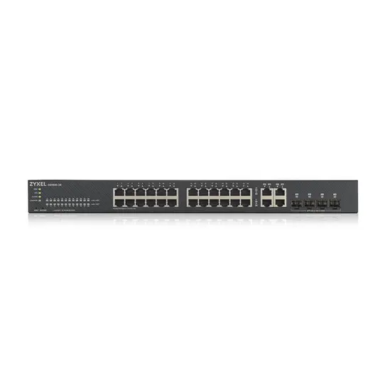 Комутатор ZyXEL GS1920-24v2, 28 Port Smart Managed Switch 24x Gigabit Copper and 4x Gigabit dual pers., hybird mode, standalone or NebulaFlex Cloud