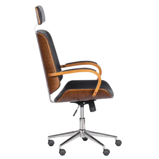 Директорски стол РУБЕН0снимка отстрани, дървени детайли