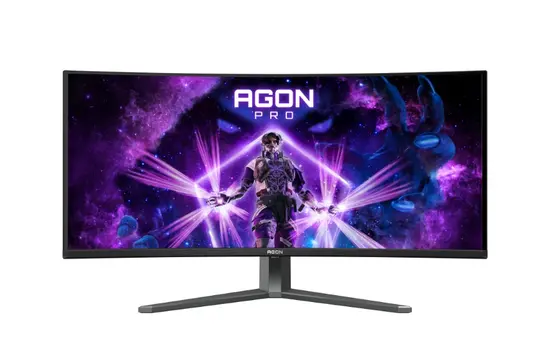 Монитор AOC AG346UCD, 34" Curved 1800R QD-OLED, 3440x1440@175Hz, 0.03msGtG, 1000 cd/m2, 1.5M:1, 80M:1DCR, Adaptive Sync, FlickerFree, Low Blue Light, 8Wx2, Tilt, Height Adjust, Swivel, 2xHDMI, DP, USB hub