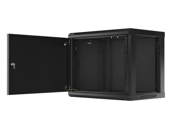 Комуникационен шкаф Lanberg rack cabinet 19' wall-mount 9U600x450 for self-assembly with metal door  black (flat pack)