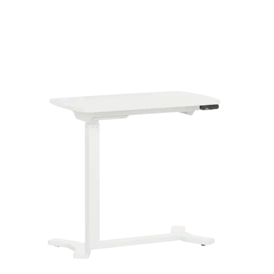 Работна маса на колелца- в бял цвят