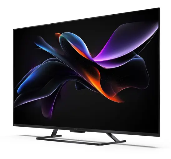 Телевизор Sharp 55HR7265E, 55" QLED  GOOGLE TV, 4K 144Hz Quantum Dot 3840x2160 Frameless, AQUOS AI, DVB-TT2CSS2, Active Motion 1400, HDR10, Dolby Atmos, Dolby Vision, DTS:X, Google Assistant, HDMI eARC, Mini CompositeCVBS + Audio input, USB, Wi-Fi, B