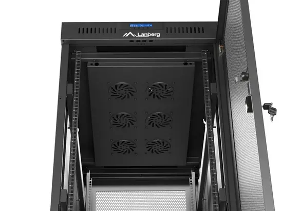 Комуникационен шкаф Lanberg rack cabinet 19' free-standing 32U600X1000 (FLAT PACK) with mesh door LCD black
