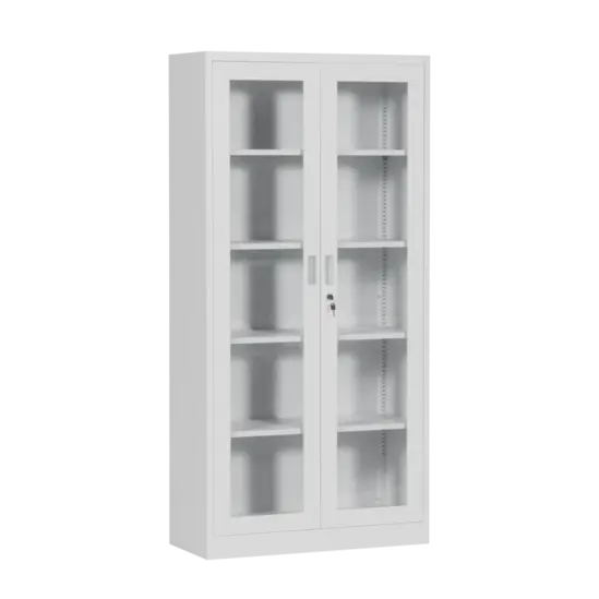 Затворен Архивен шкаф BTL E с 5 отделения и стъклени врати 185х90х40 см- сниман отпред