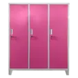 Метален гардероб детски BTL JZ с 3 отделения 150x120x40 см- затворен, розов, снимка отпред
