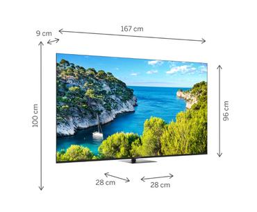 Телевизор Thomson Smart UHD TV 75'; Google TV; 3840 x 2160 (4K UHD), 4000:1, DLED, 60 Hz, DVB-T/T2/C/S/S2, HDR10, Wi-Fi, Bluetooth, LAN, HDMI 2 (2.0) + 2 (2.1), USB 2 (2.0) + 1 (3.0),Central Swivel Stand, Black