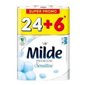 Тоалетна хартия Milde Sensitive 24+6 бр