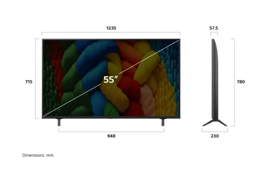 Телевизор LG 55NANO80A3B, 55" 4K HDR Smart Nano Cell TV, 3840x2160, DVB-T2CS2, AI Alpha 7, HDR 10 PRO, webOS 25, ThinQ AI, VRR, ALLM, HGiG, WiFi, Clear Voice, AI Upscaling, Bluetooth, Hdmi e-ARC , CI, LAN, AirPlay2, Chromecast, 2 Pole stand, Black