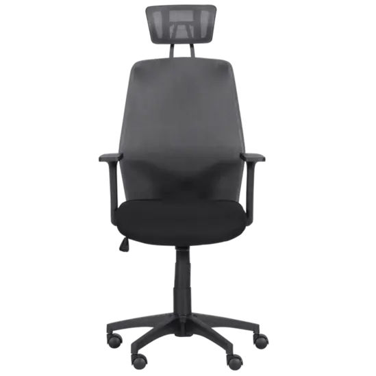 Директорски стол ДЕНИЦА- сив меш, черна дамаска