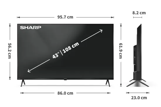 Телевизор Sharp 43HL4265E, 43" Google TV, 4K Ultra HD  3840x2160 Frameless, 1 000 000:1, AQUOS, DVB-T/T2/C/S/S2, Active Motion 1000, HDR10, Dolby Atmos, Dolby Vision, Google Assistant, Google Cast, HDMI 2.1 with eARC, 3.5mm Headphone jack / line-out, USB,