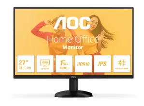 Монитор AOC Q27B35E, 27' IPS WLED, 2560x1440@75Hz, 4ms GtG, 1ms MPRT, 300cd m2, 1500:1, 20M:1 DCR, Adaptive Sync, FlickerFree, Low Blue Light, Tilt, HDMI, DP
