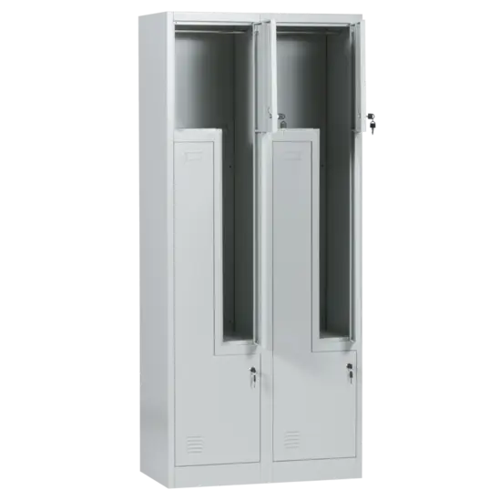 Метален гардероб BTL с 4 отделения 185х80х45 см - сниман отстрани, с отворени горни врати, празен, сив